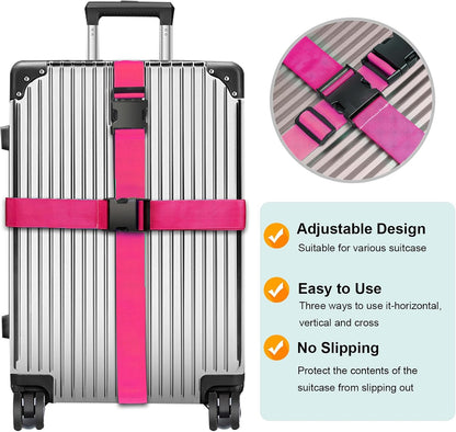 Luggage Straps for Suitcases TSA Approved, Travel Belt Suitcase Belt, Suitcase Straps TSA Approved, Luggage Belt Strap TSA Approved, Travel Straps for Luggage, Luggage Band Bag Straps 4 Pack