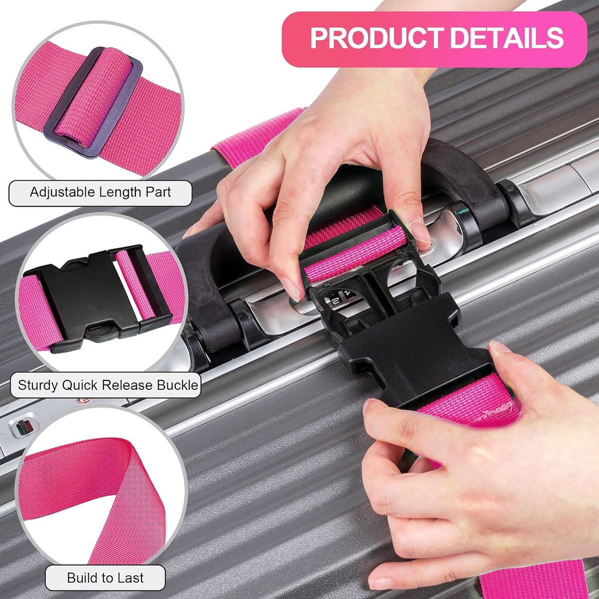 Luggage Straps for Suitcases TSA Approved, Travel Belt Suitcase Belt, Suitcase Straps TSA Approved, Luggage Belt Strap TSA Approved, Travel Straps for Luggage, Luggage Band Bag Straps 4 Pack