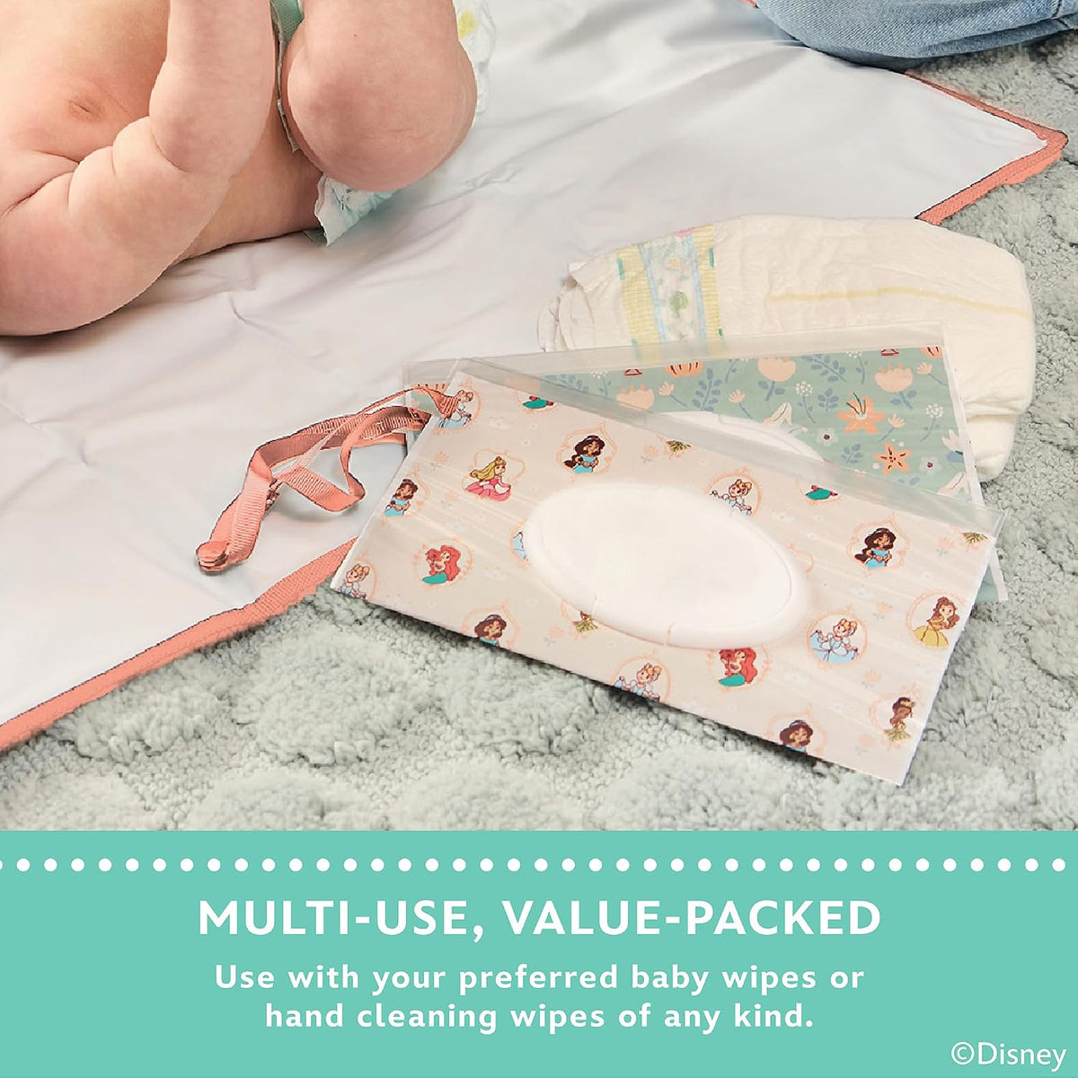 J.L. Childress Disney Baby Reusable Wet Wipes Case 2 Pack, Princess