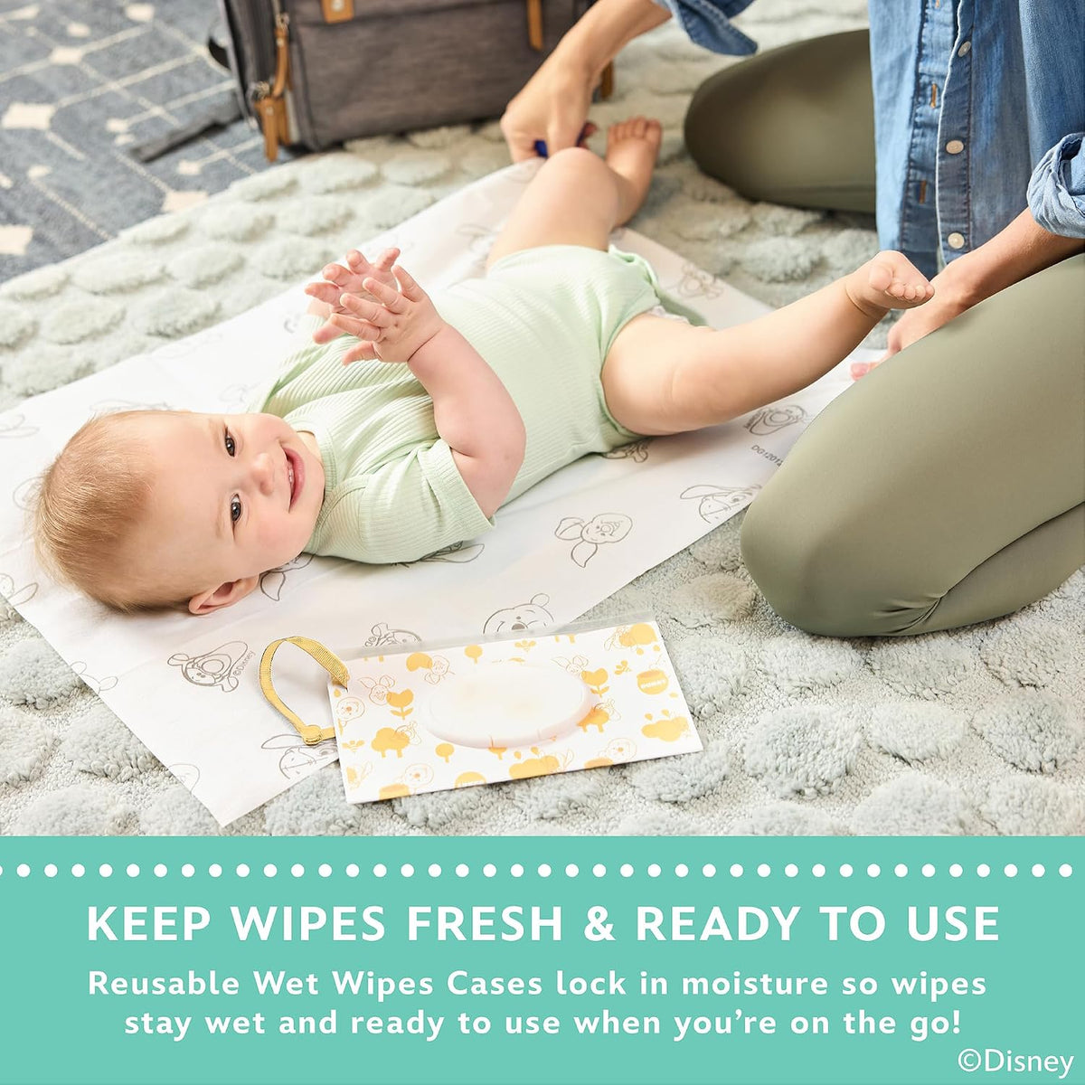 J.L. Childress Disney Baby Reusable Wet Wipes Case 2 Pack, Princess
