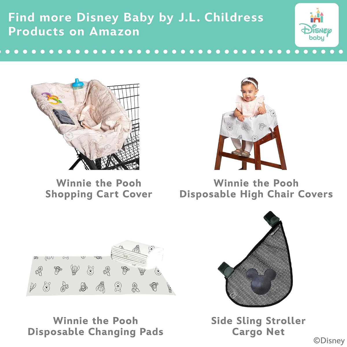 J.L. Childress Disney Baby Reusable Wet Wipes Case 2 Pack, Princess