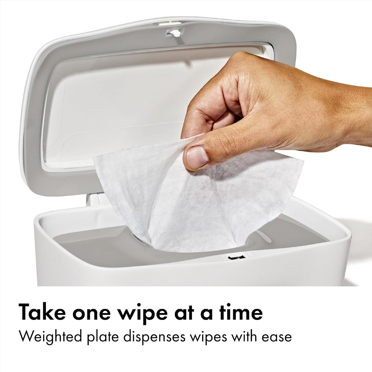 Perfect Pull Baby Wipes Dispenser, Refillable Wipe Holder, Gray