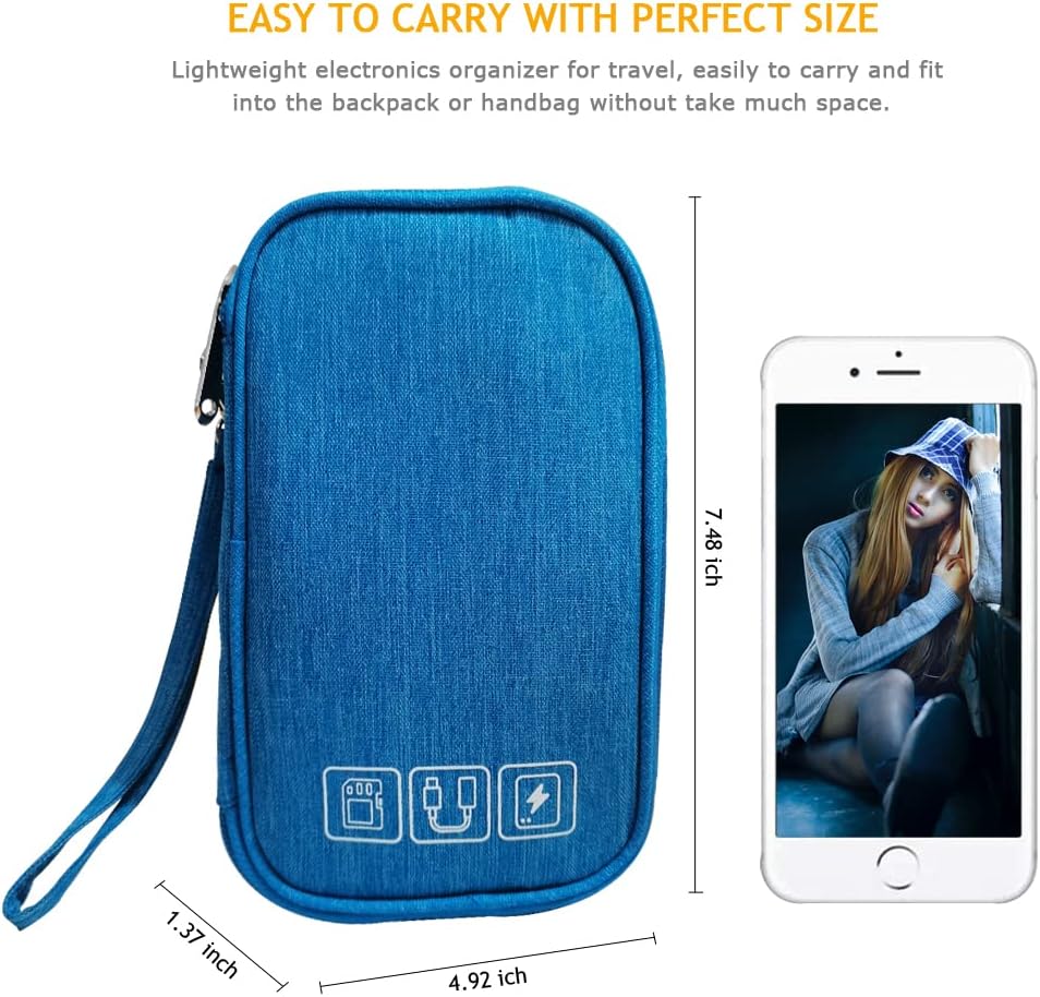 Electronic Organizer Bag Cable Organizer Travel Cord Organizer Case Pouch Portable Carrying Case for Charger Hard Drive Earphone USB SD Card (Black)