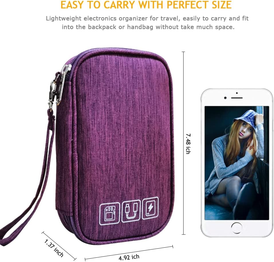 Electronic Organizer Bag Cable Organizer Travel Cord Organizer Case Pouch Portable Carrying Case for Charger Hard Drive Earphone USB SD Card (Black)