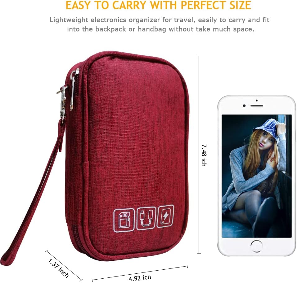 Electronic Organizer Bag Cable Organizer Travel Cord Organizer Case Pouch Portable Carrying Case for Charger Hard Drive Earphone USB SD Card (Black)