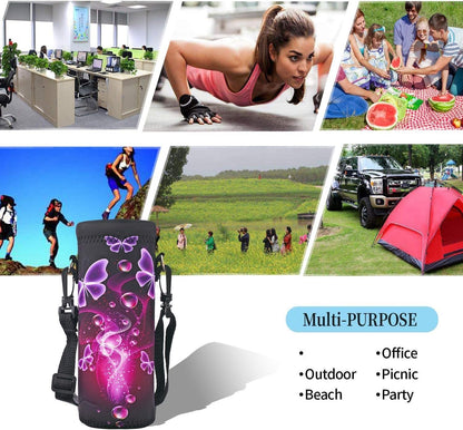 Water Bottle Sling Bag Carrier Crossbody Sleeve,Insulated Neoprene Bottle Case Holder Pouch Cover 500ML/17oz with Shoulder Strap for Walking Women Men