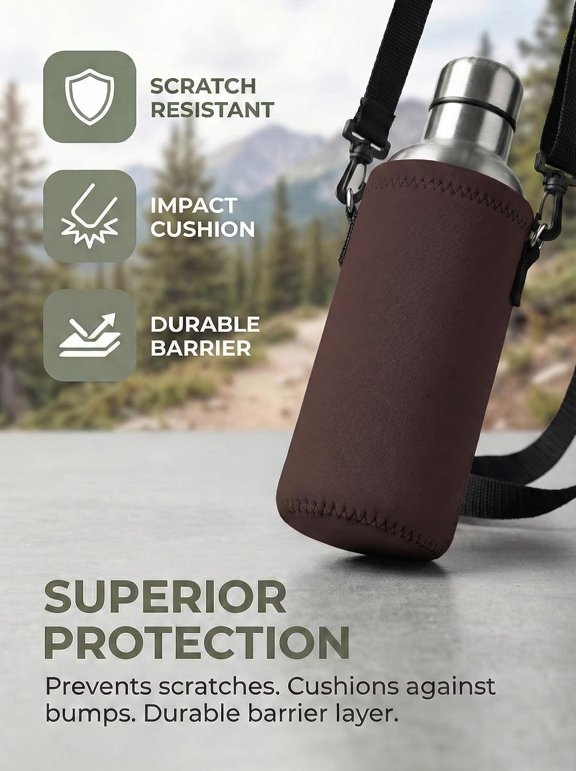 Water Bottle Sling Bag Carrier Crossbody Sleeve,Insulated Neoprene Bottle Case Holder Pouch Cover 500ML/17oz with Shoulder Strap for Walking Women Men