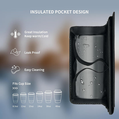 Travel Luggage Cup Holder, Drink Caddy, Luggage Cup Holder Attachment, Free Hand Suitcase Drink Carrier for Drinks Beverages, Coffee, Bottles, Snack (Gray)