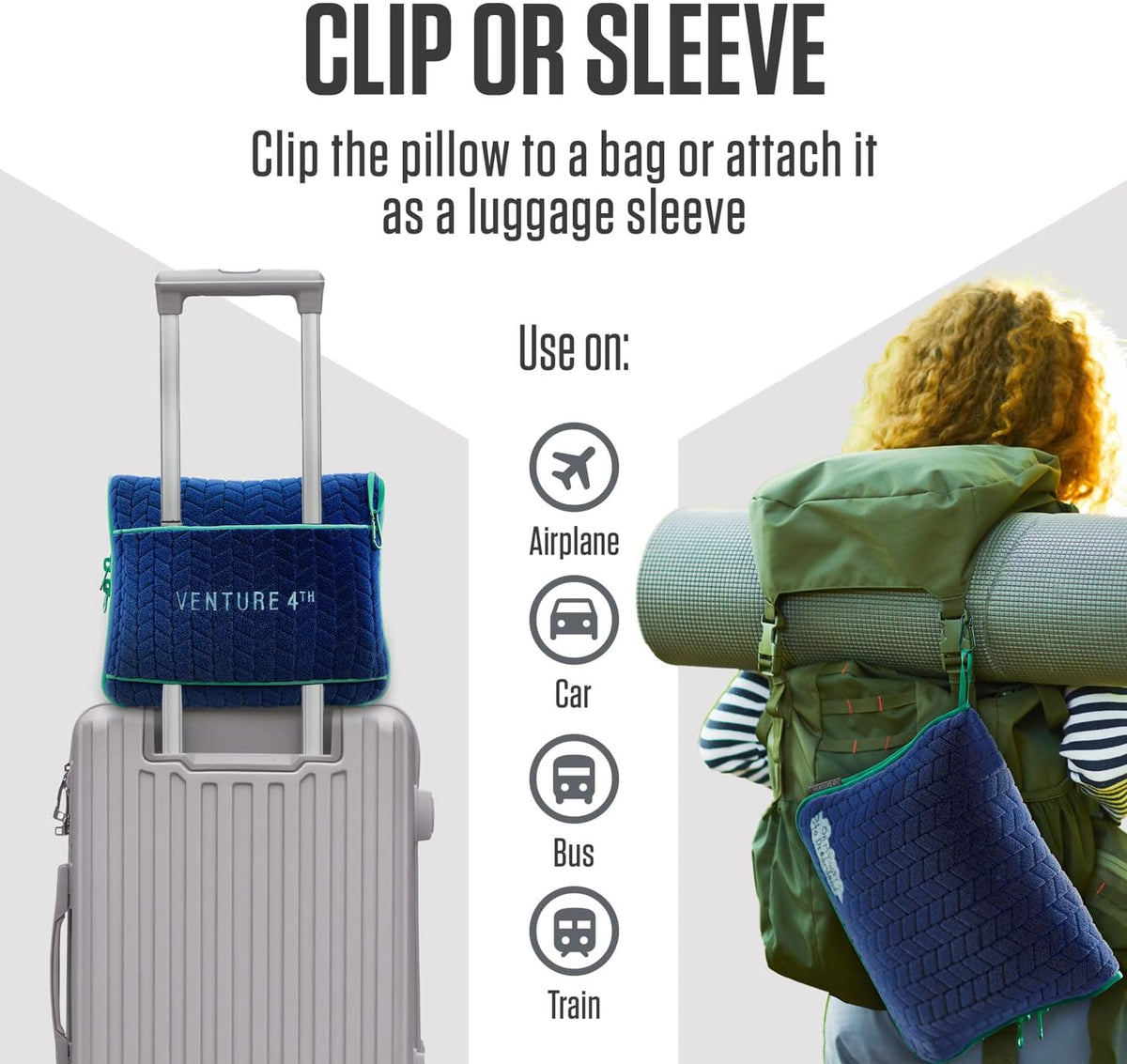 Travel Blanket Pillow, 2-in-1 Soft Plush - Navy/Teal