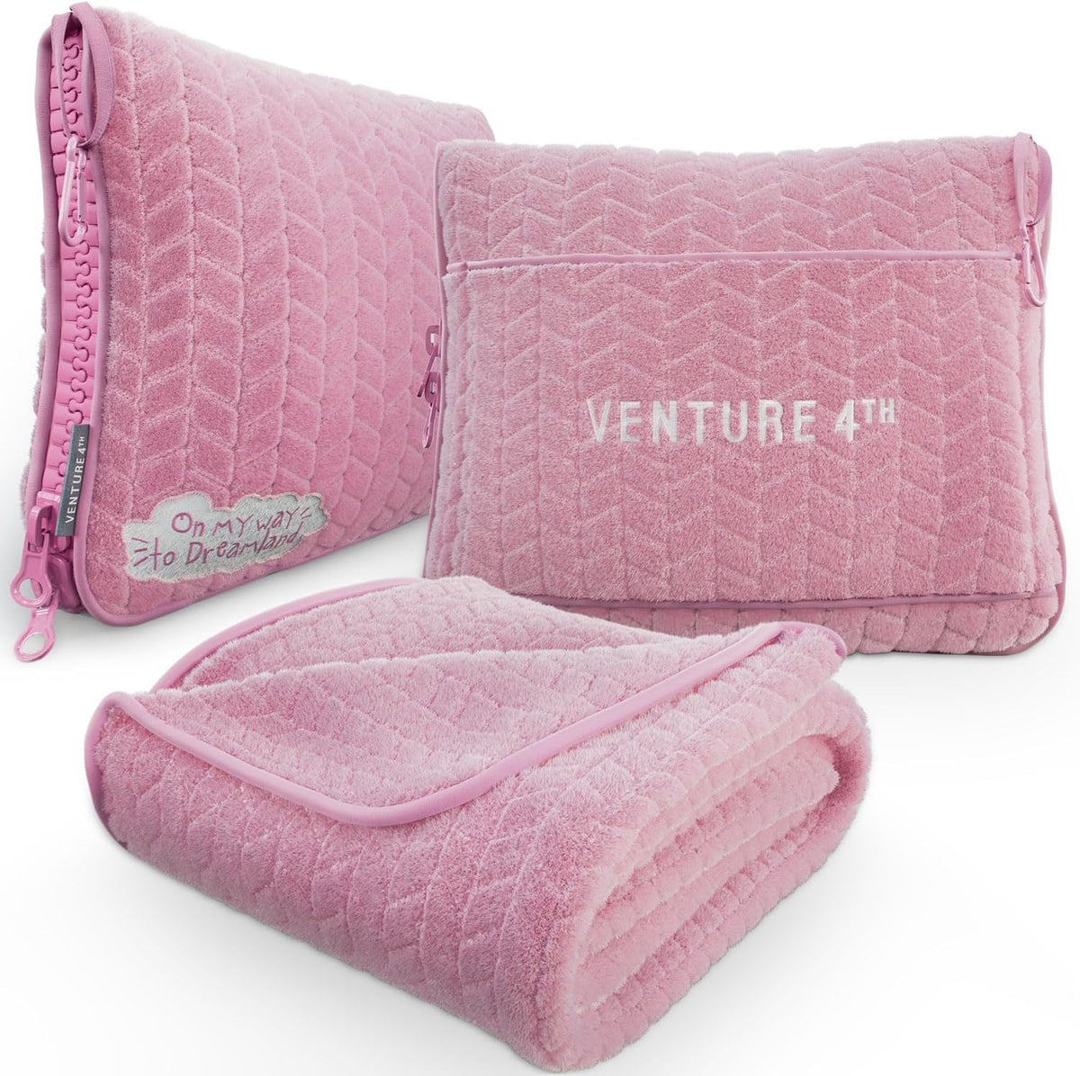 Travel Blanket Pillow, 2-in-1 Soft Plush - Navy/Teal