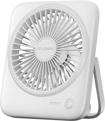 Personal Portable Desk Fan, 4000mAh Small Rechargeable Portable Fan Battery Operated & USB Powered for Travel Sleeping Bedroom Office Home Table, Cordless, Quiet, 4-Speed, 6.5 Inch (Black)