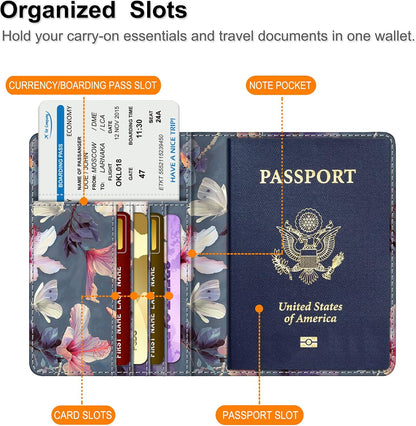 Passport Holder, Slim Travel Wallet RFID Blocking Card Case Cover