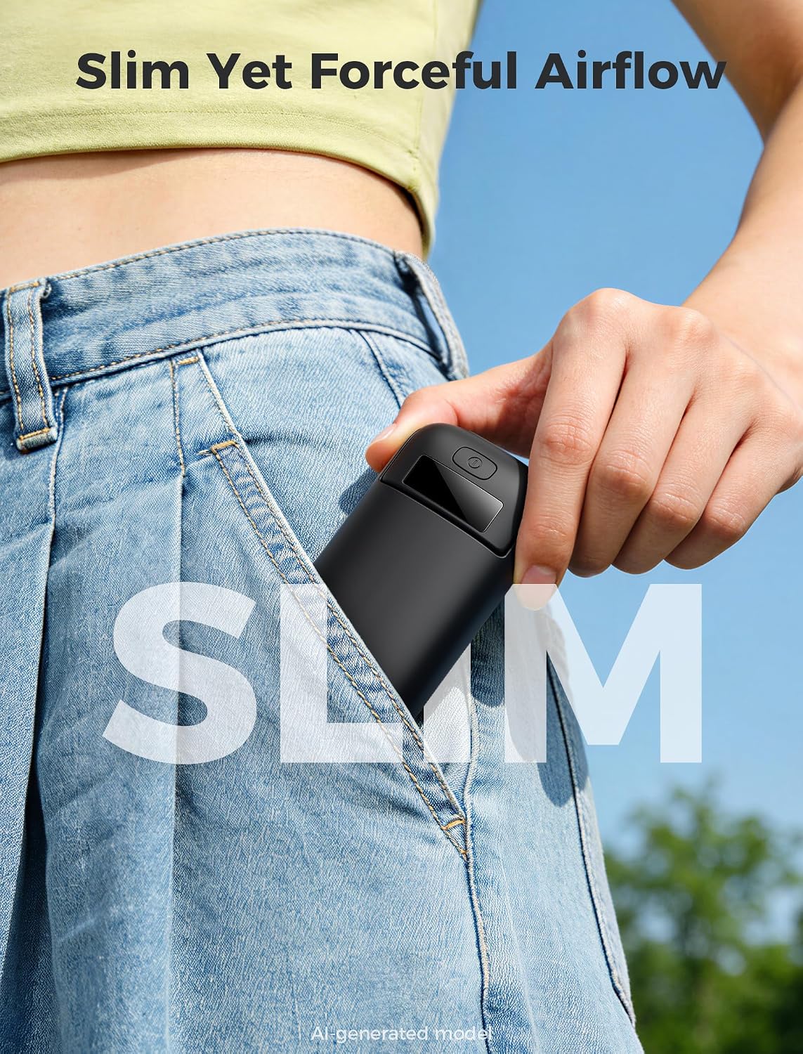 Slim Portable Fan, Thin Handheld Fan, USB Rechargeable