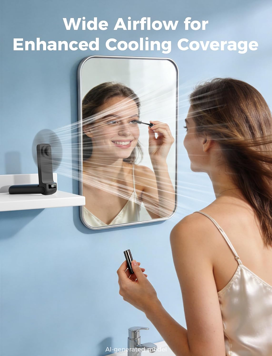 Slim Portable Fan, Thin Handheld Fan, USB Rechargeable
