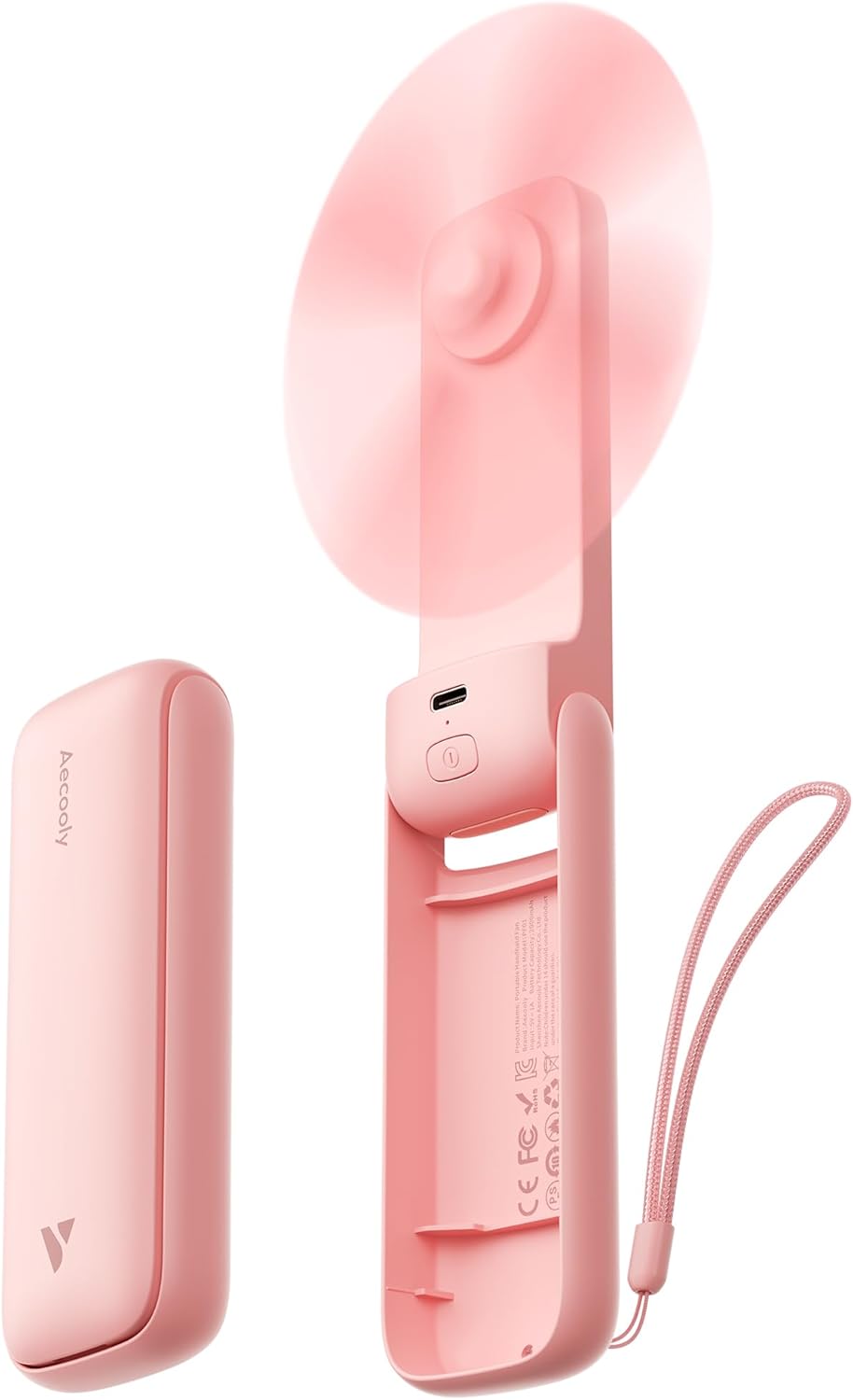 Slim Portable Fan, Thin Handheld Fan, USB Rechargeable