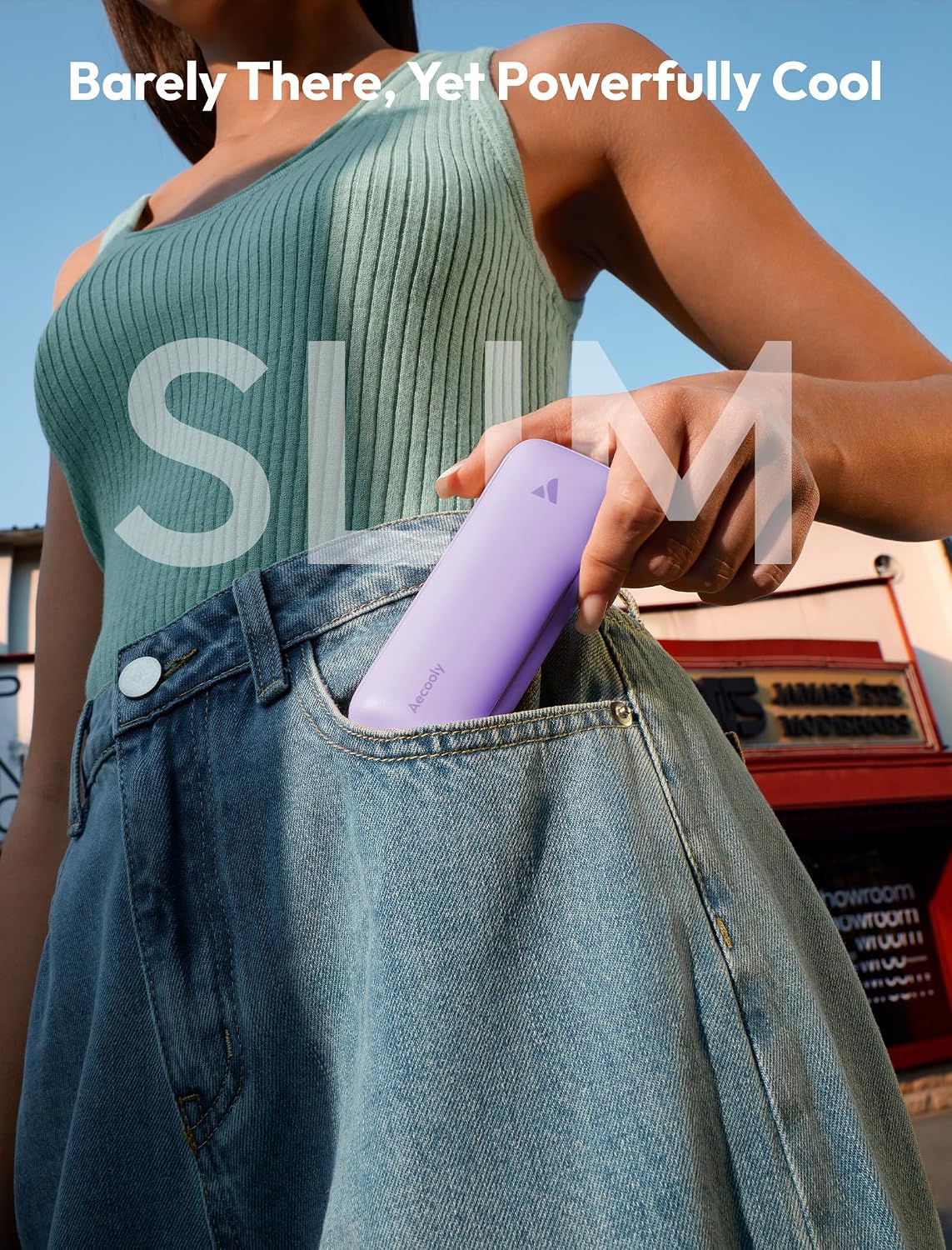 Slim Portable Fan, Thin Handheld Fan, USB Rechargeable