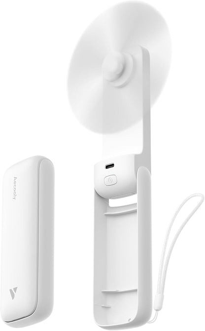 Slim Portable Fan, Thin Handheld Fan, USB Rechargeable