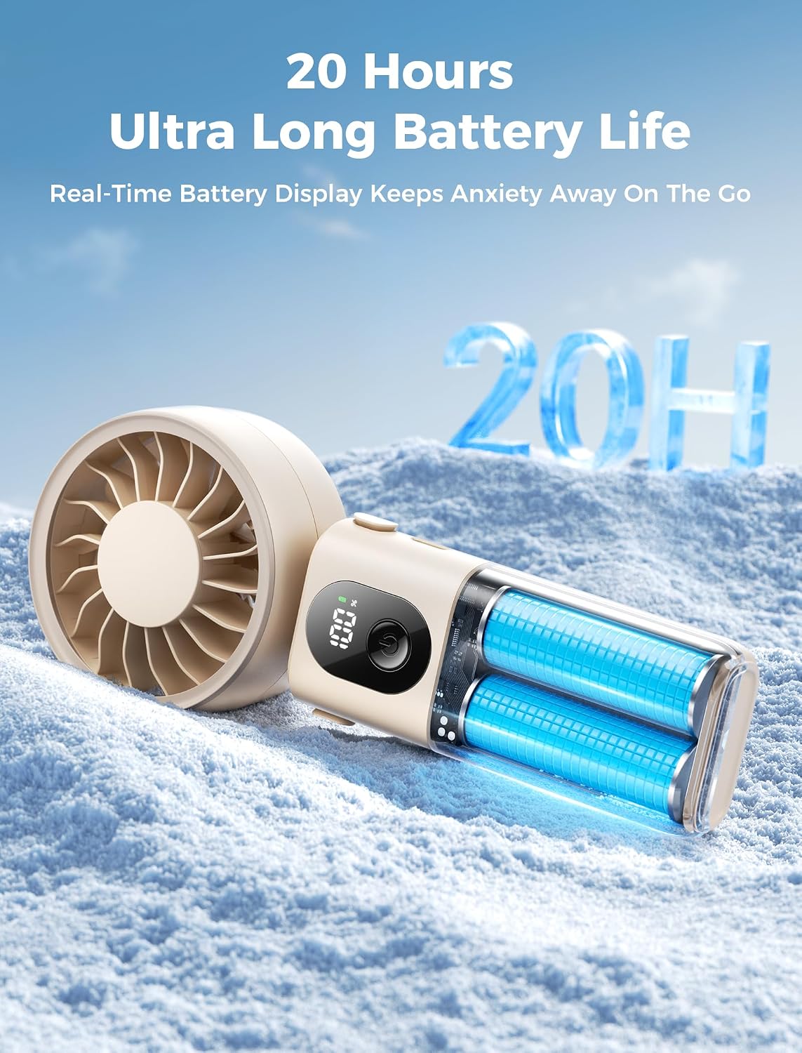 Mighty Portable Handheld Fan | 20H Max Cooling | 3 Flexible Modes