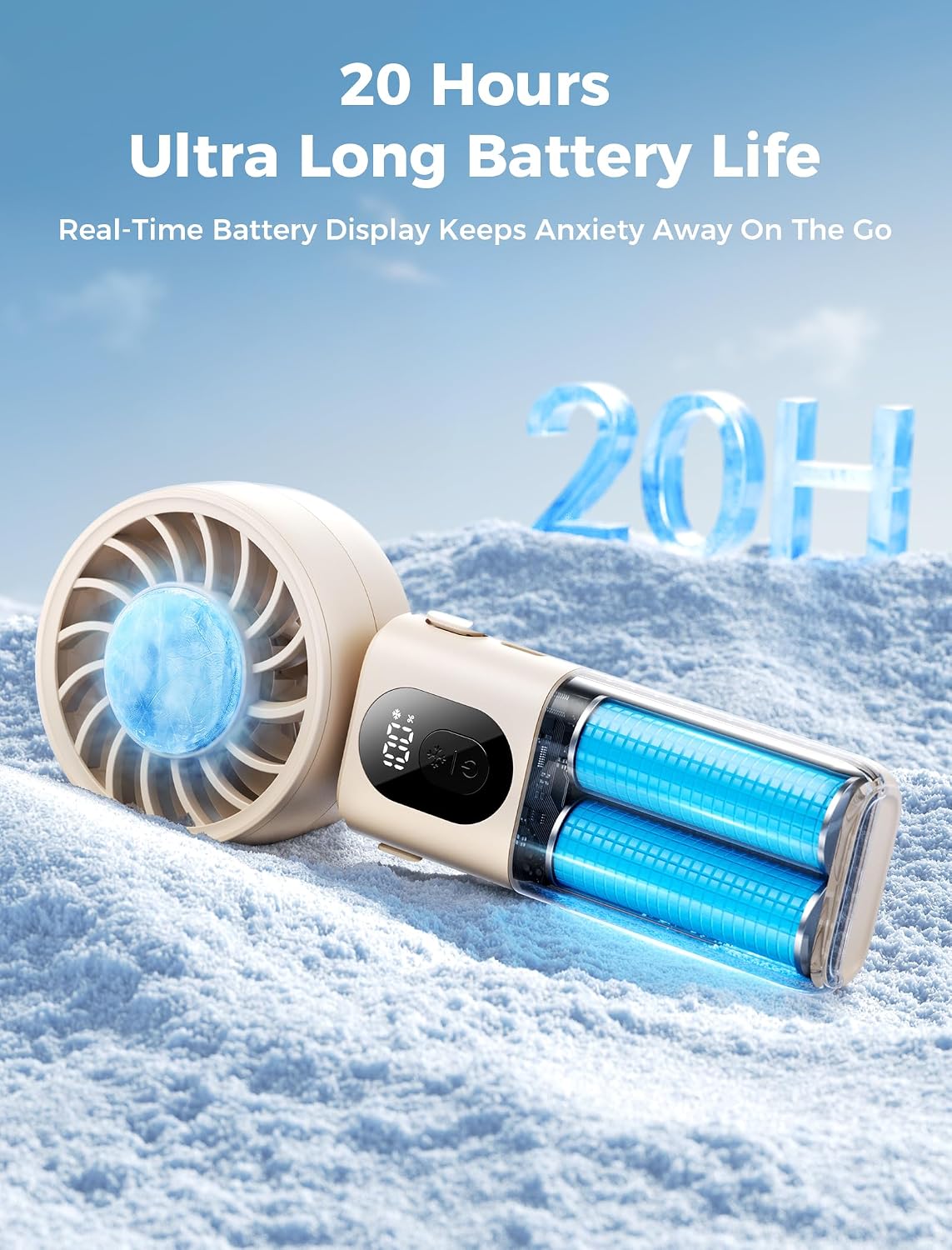 Mighty Portable Handheld Fan | 20H Max Cooling | 3 Flexible Modes