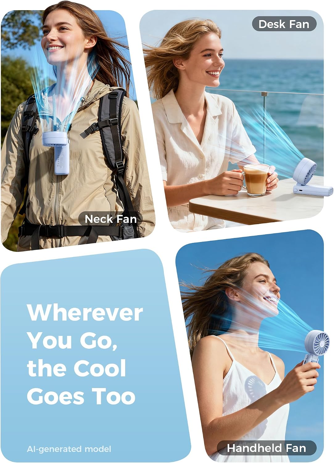 Mighty Portable Handheld Fan | 20H Max Cooling | 3 Flexible Modes