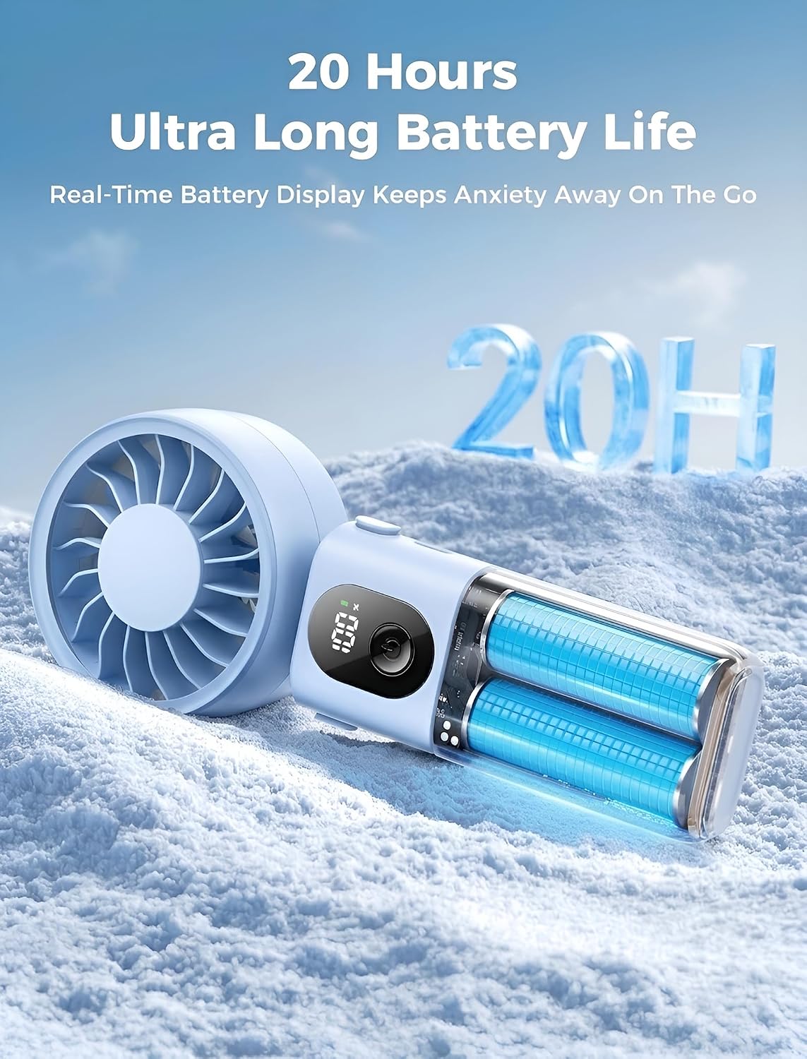 Mighty Portable Handheld Fan | 20H Max Cooling | 3 Flexible Modes