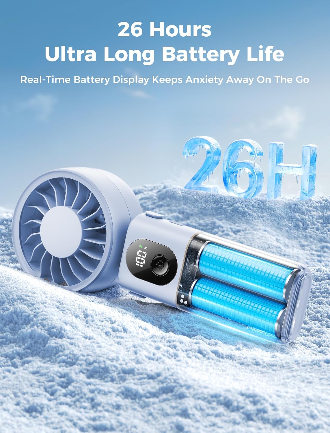 Mighty Portable Handheld Fan | 20H Max Cooling | 3 Flexible Modes