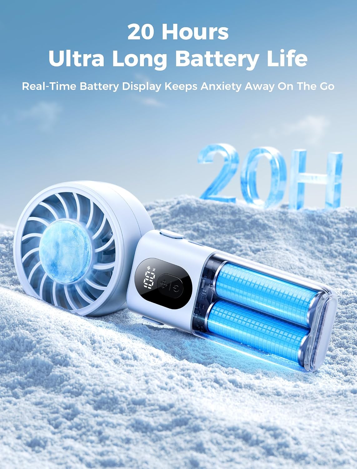 Mighty Portable Handheld Fan | 20H Max Cooling | 3 Flexible Modes
