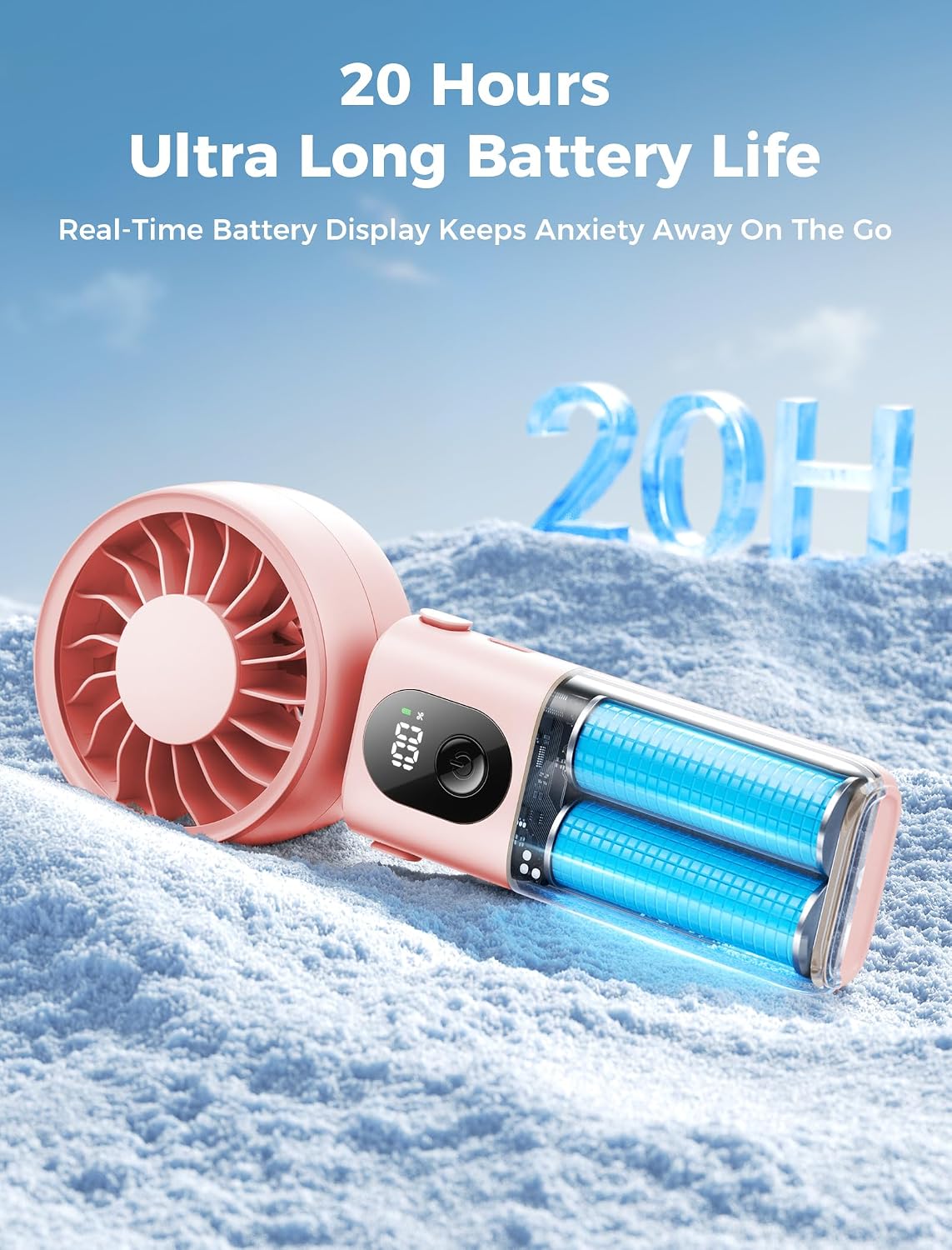 Mighty Portable Handheld Fan | 20H Max Cooling | 3 Flexible Modes
