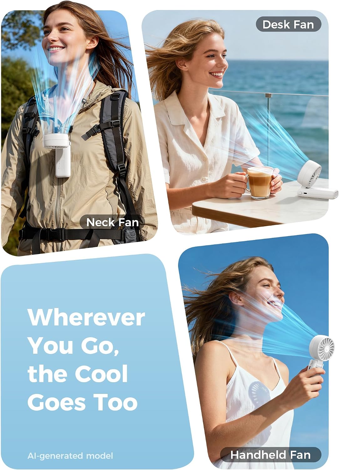 Mighty Portable Handheld Fan | 20H Max Cooling | 3 Flexible Modes