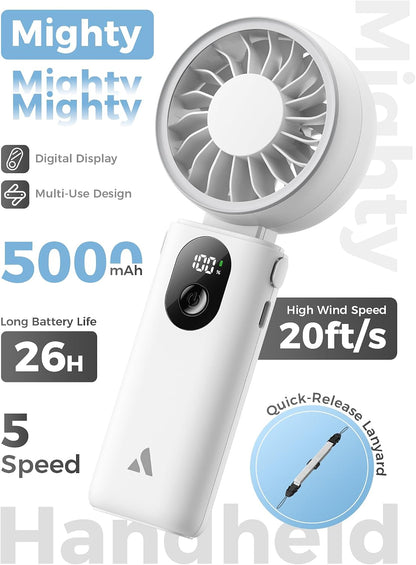 Mighty Portable Handheld Fan | 20H Max Cooling | 3 Flexible Modes