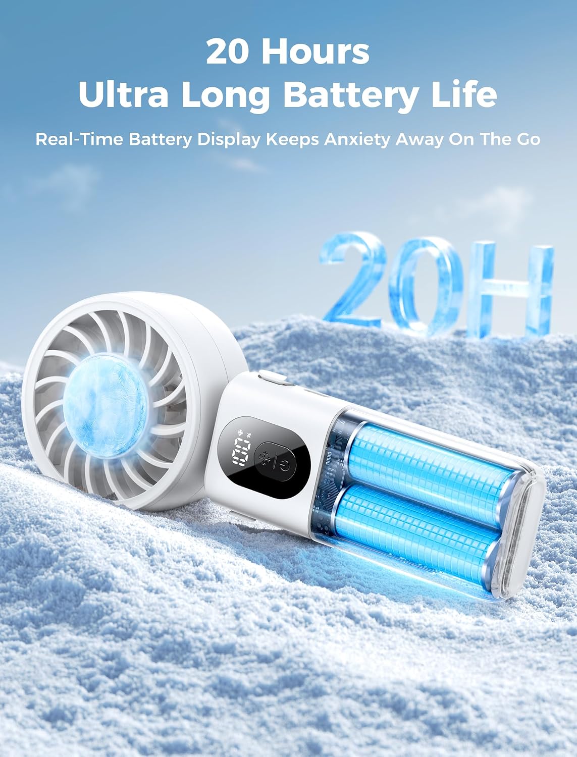 Mighty Portable Handheld Fan | 20H Max Cooling | 3 Flexible Modes