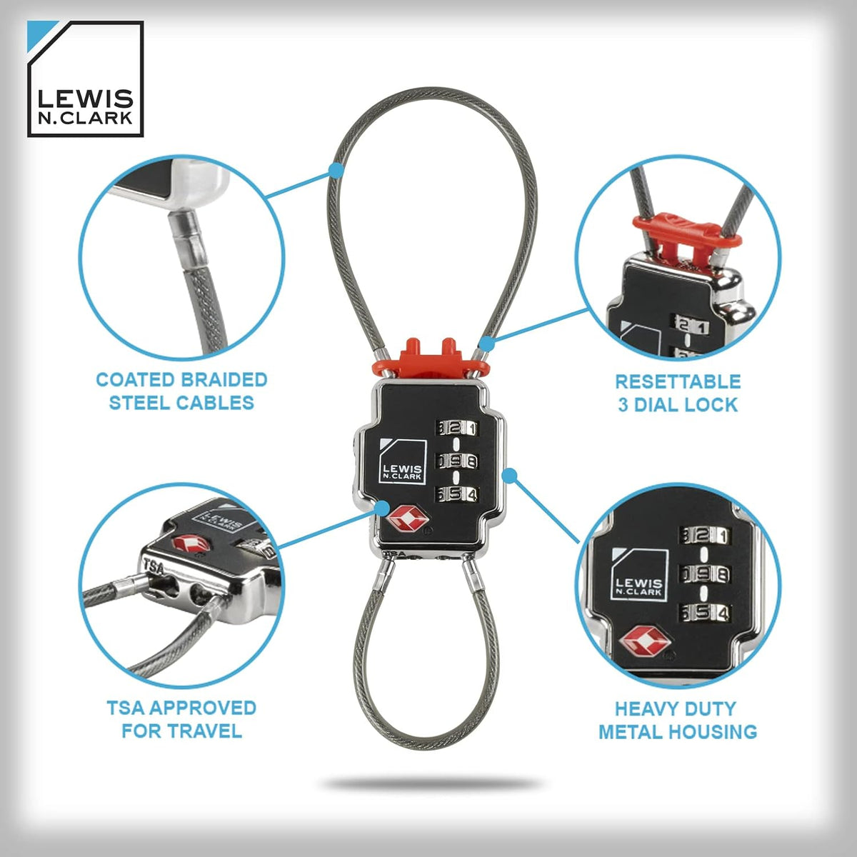 Triple Security Lock: TSA Luggage Locks for Suitcases, Carry On, Laptop Bag & More, Set Combination Lock to Create Secure Padlock for Travel, Vacation, Business, or Backpacking, 1 Pack