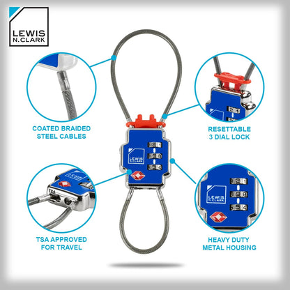 Triple Security Lock: TSA Luggage Locks for Suitcases, Carry On, Laptop Bag & More, Set Combination Lock to Create Secure Padlock for Travel, Vacation, Business, or Backpacking, 1 Pack
