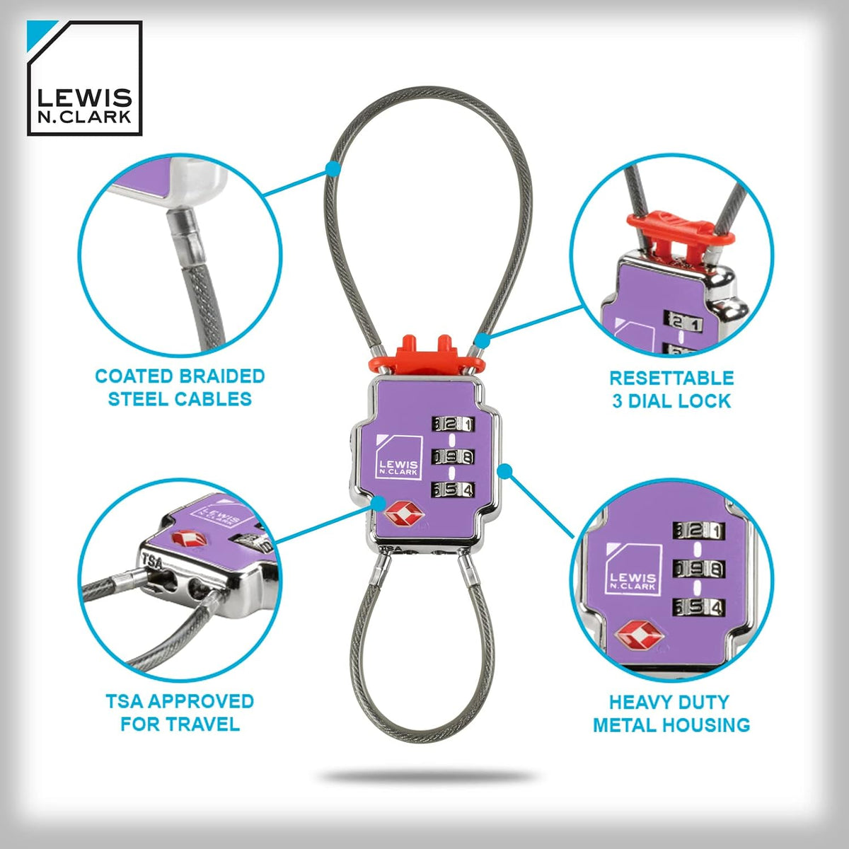 Triple Security Lock: TSA Luggage Locks for Suitcases, Carry On, Laptop Bag & More, Set Combination Lock to Create Secure Padlock for Travel, Vacation, Business, or Backpacking, 1 Pack