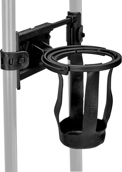 Luggage Cup Holder – Self Leveling Hands Free Drink Caddy – Fits Roll On Suitcase Handles - Holds 8 – 24 Ounce Coffee Cups or Up to 1 Liter Water Bottles Black