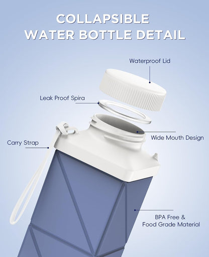 Collapsible Water Bottles 17.4oz(516ML), 2nd Generation Leakproof BPA-Free Travel Water Bottle,Lightweight Reusable Water bottle, Portable for Travel Cycling Gym Camping,Sage Green, 1 Pack