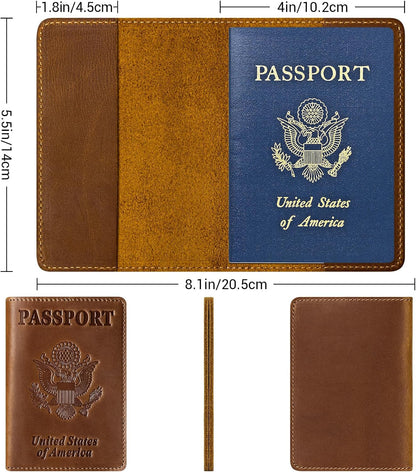 Premium Leather Passport Holder Covers, Rfid Travel Wallet Passport Document Holder, Travel Essentials Wallet Cover Case for Men and Women (Black)