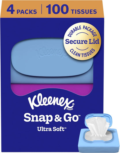 Snap & Go Ultra Soft Facial Tissues, 9 Packs, 25 Tissues per Pack