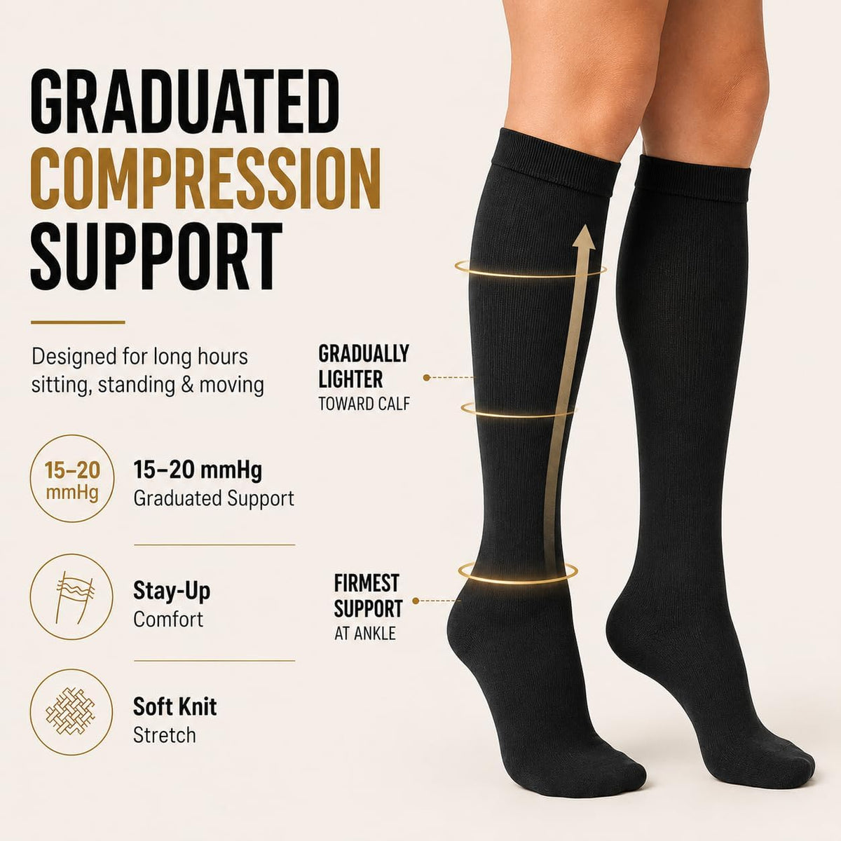 Compression Socks for Women and Men 4 Pairs, Mild Support