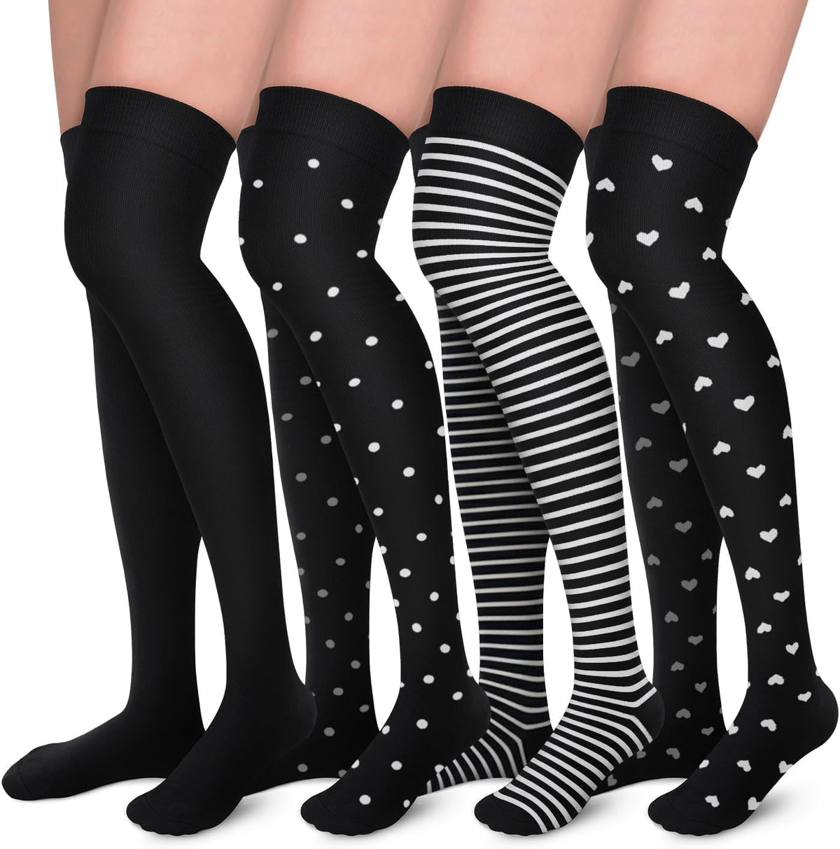 Compression Socks for Women and Men 4 Pairs, Mild Support