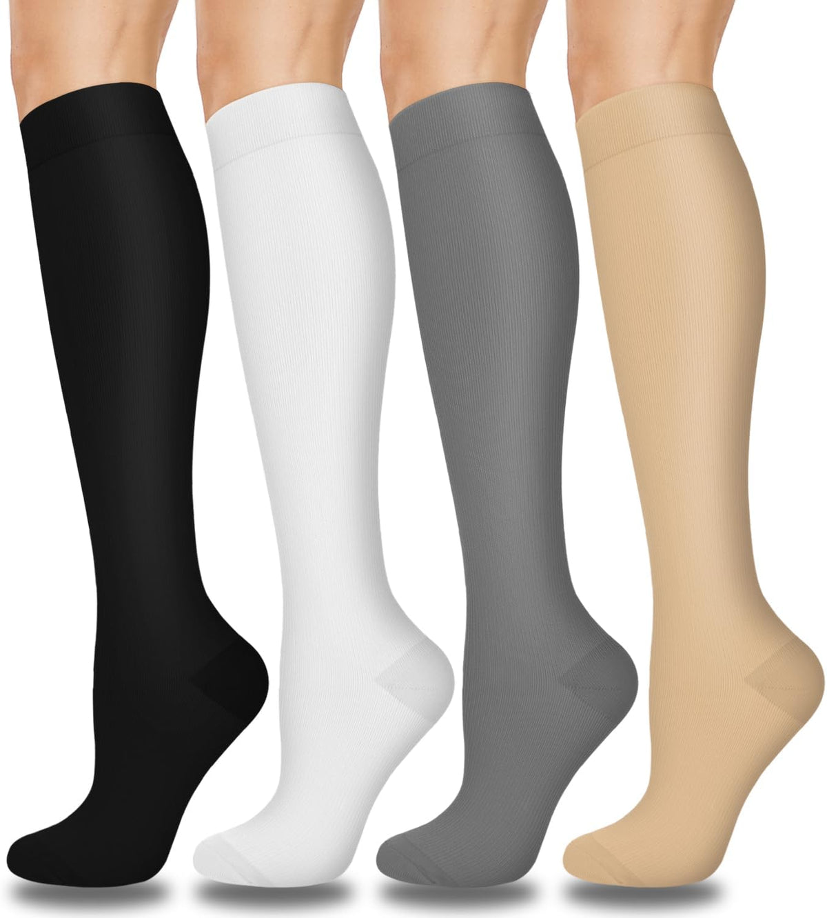 Compression Socks for Women and Men 4 Pairs, Mild Support