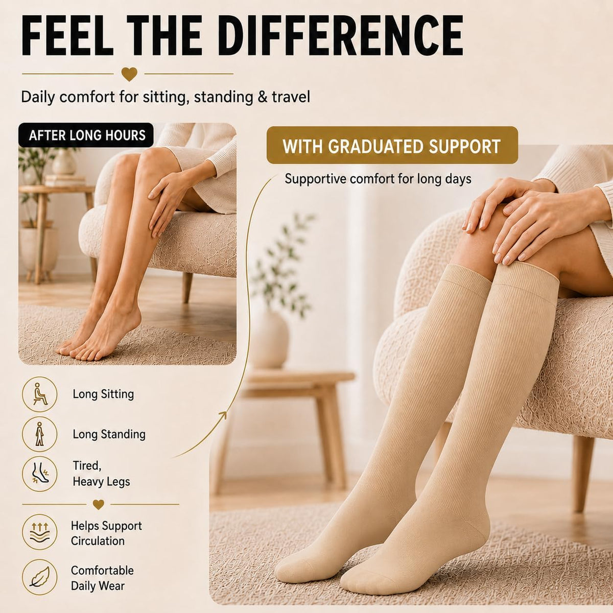 Compression Socks for Women and Men 4 Pairs, Mild Support