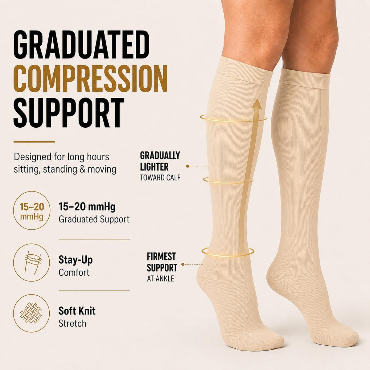 Compression Socks for Women and Men 4 Pairs, Mild Support
