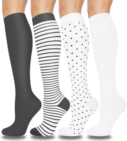 Compression Socks for Women and Men 4 Pairs, Mild Support