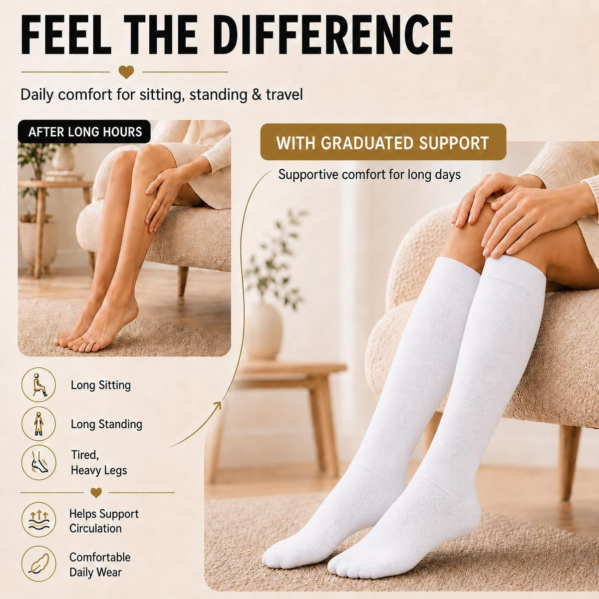 Compression Socks for Women and Men 4 Pairs, Mild Support