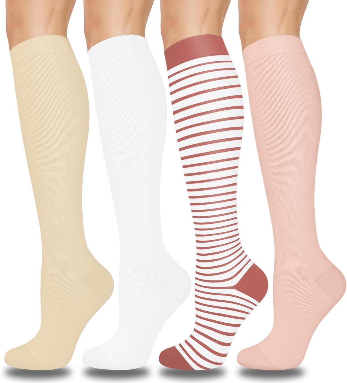 Compression Socks for Women and Men 4 Pairs, Mild Support