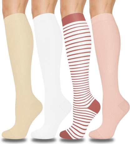 Compression Socks for Women and Men 4 Pairs, Mild Support