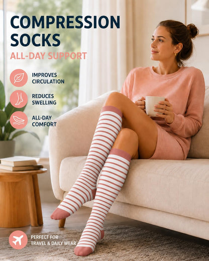 Compression Socks for Women and Men 4 Pairs, Mild Support