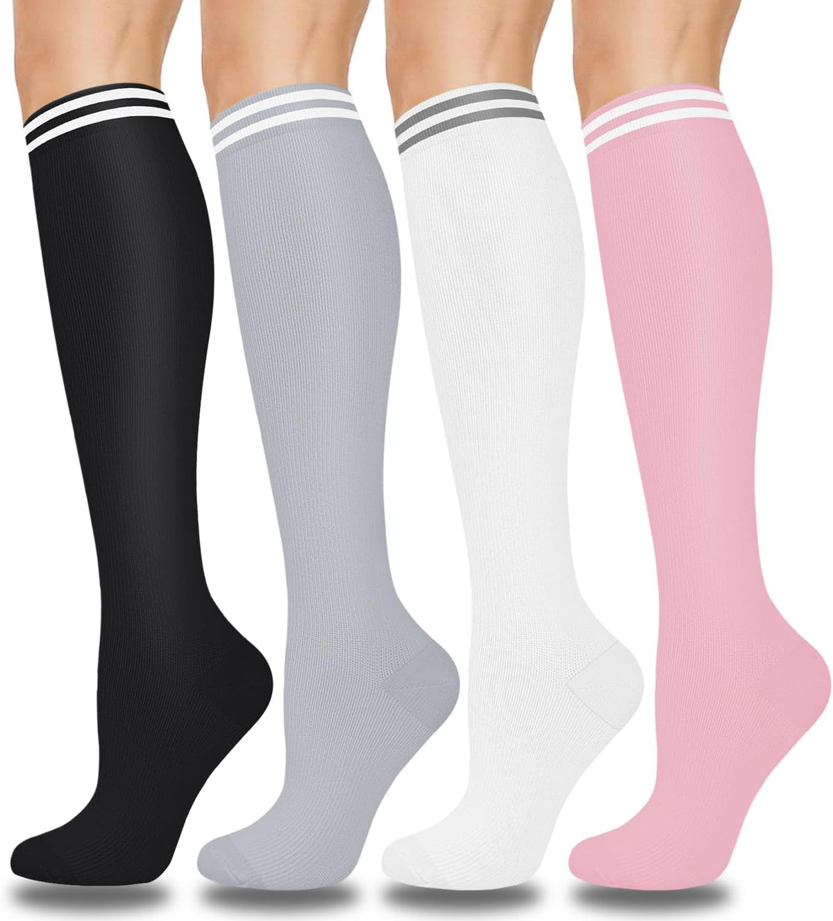 Compression Socks for Women and Men 4 Pairs, Mild Support