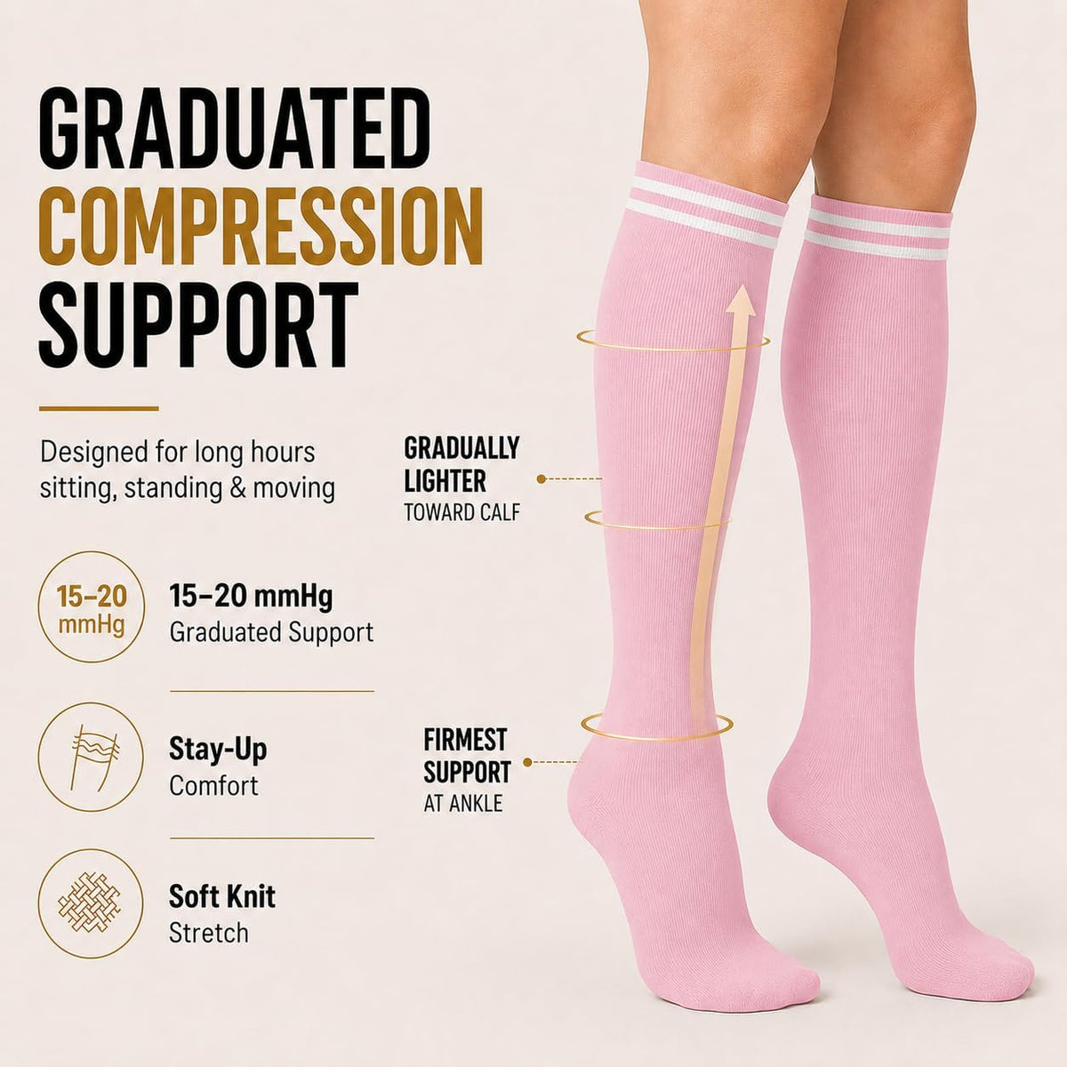 Compression Socks for Women and Men 4 Pairs, Mild Support
